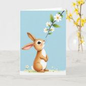 Carte de printemps de lapin en fleurs (Fleur jaune)