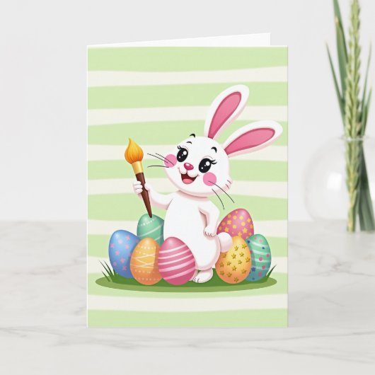 Carte de printemps de lapin heureux (Devant)