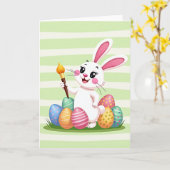 Carte de printemps de lapin heureux (Fleur jaune)
