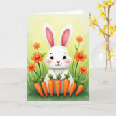 Carte de printemps de lapin mignon (Fleur jaune)