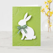 Carte de printemps de lapin vert (Fleur jaune)