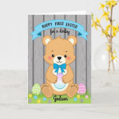 Carte de printemps de l'ours amical (Fleur jaune)