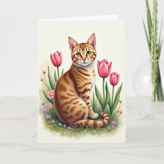 Carte de printemps du chat gingembre (Devant)