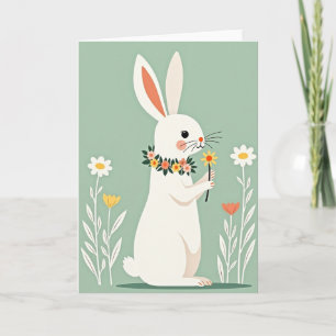 Carte de printemps florale de lapin