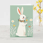 Carte de printemps florale de lapin (Fleur jaune)