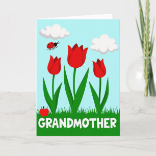 Carte de printemps grand-mère aux tulipes
