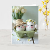 Carte de printemps Happy Egg Friends (Fleur jaune)