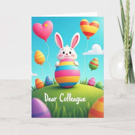 Carte de printemps joyeuse à l'oeuf rayé (Devant)