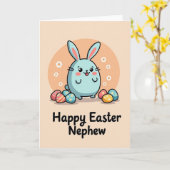 Carte de printemps joyeuse avec un lapin mignon (Fleur jaune)