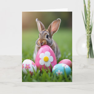 Carte de printemps lapin et œuf