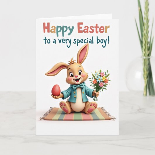 Carte de printemps Lapin rayé (Devant)
