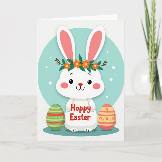 Carte de printemps lumineuse de lapin (Devant)