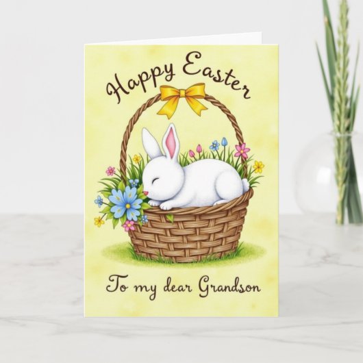 Carte de printemps Panier de Lapin (Devant)