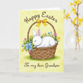 Carte de printemps Panier de Lapin (Fleur jaune)