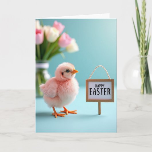 Carte de printemps Poussin rose (Devant)