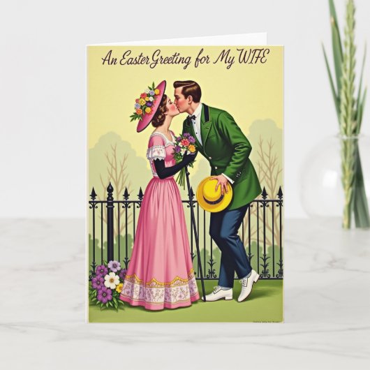 Carte de printemps romantique avec baiser (Devant)