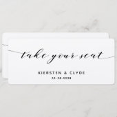 Carte de prise de place avec calligraphie noire po (Devant / Derrière)