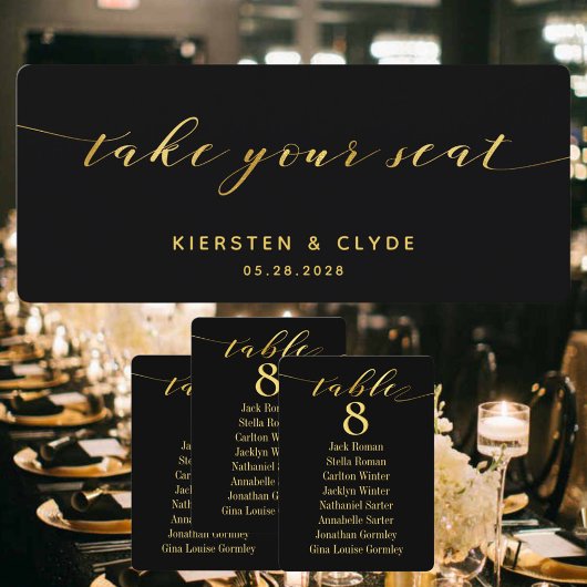 Carte de prise de siège de mariage à calligraphie 