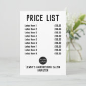 Carte de prix Barshop ou Coiffeur (Debout devant)