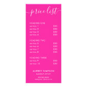 Carte de prix de catalogue rose (Devant)