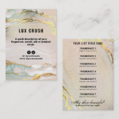 Carte de prix de l'encre d'alcool de luxe (Devant / Derrière)