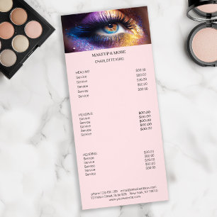 Carte de prix en rack pour salon photo maquillage 