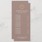 Carte de prix ou carte de services du fabricant de (Devant / Derrière)