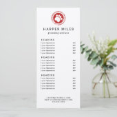 Carte de prix ou carte de services du fabricant de (Debout devant)