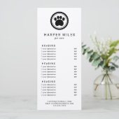 Carte de prix ou carte de services pour le timbre- (Debout devant)