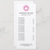 Carte de prix ou carte de services pour le timbre- (Devant / Derrière)