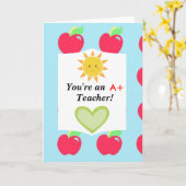 Carte de professeur avec la pomme (Fleur jaune)
