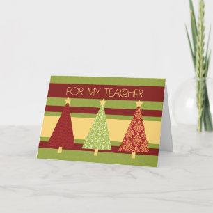 Carte de professeur d'arbres de Noël bonnes fêtes