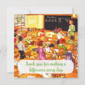 Carte de professeur de Merci de classe vintage des (Devant)