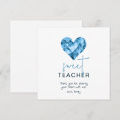 Carte de professeur mignonne avec cœur en diamant (Devant / Derrière)