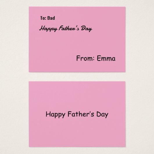 Carte de profil (Devant & derrière)