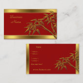 Carte de profil Asiatique Rouge or Bambou (Devant / Derrière)