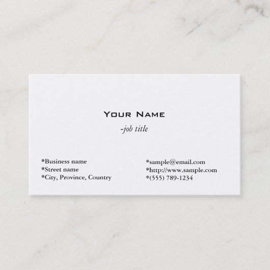 carte de profil blanche simple, simple et cool (Devant)