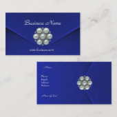 Carte de profil Business Rich Blue Velvet Pearls (Devant / Derrière)