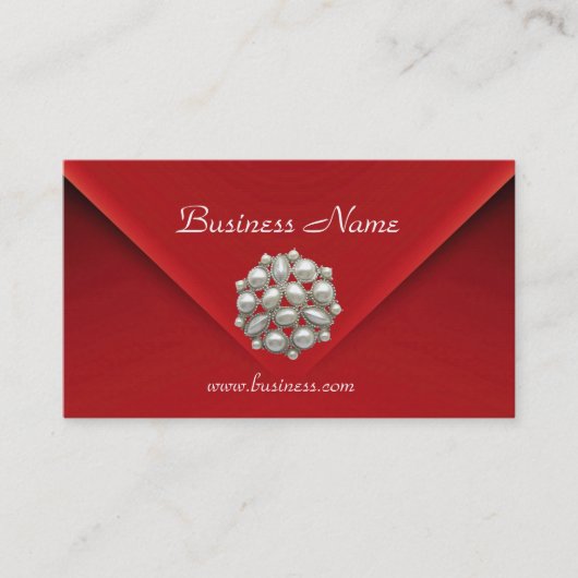 Carte de profil Business Rich Red Velvet Pearls (Devant)