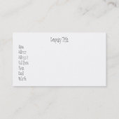 Carte de profil d'arbre d'araignée (Dos)