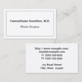 Carte de profil de chirurgien plastique minimale (Devant / Derrière)