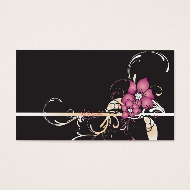 Carte de profil de fleurs roses (Devant)