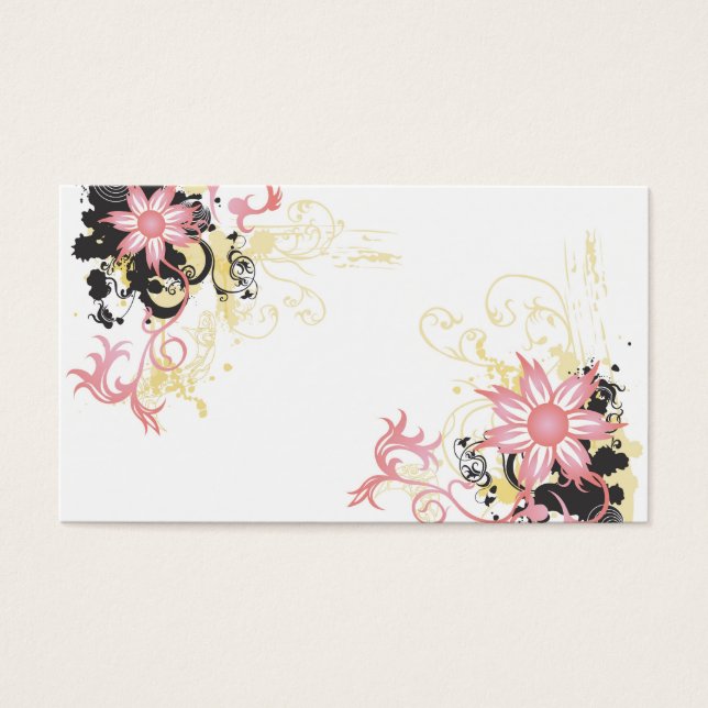Carte de profil de fleurs roses (Devant)