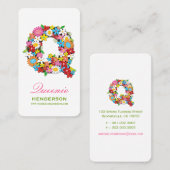 Carte de profil de monogramme du jardin de fleurs (Devant / Derrière)