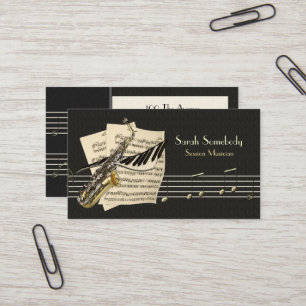Carte de profil de saxophone et de musique de