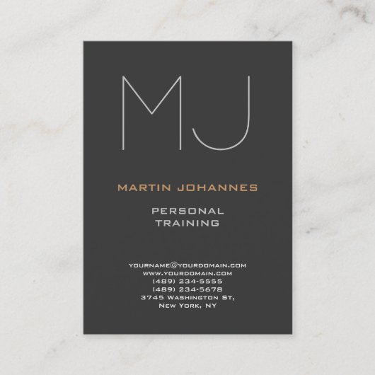 Carte de profil d'entreprise Chubby Monogram Grey (Devant)