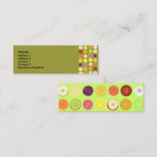 Carte de profil des fruits rétro (Devant / Derrière)