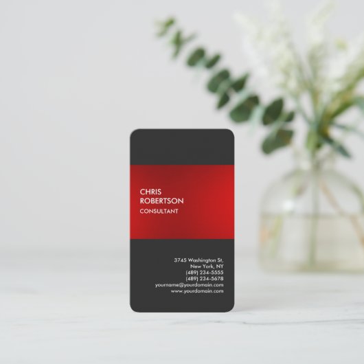 Carte de profil Linen design Red Grey (Debout devant)