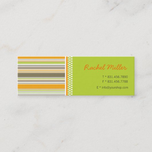 Carte de profil Motif Retro Orange Green Stripes (Devant)