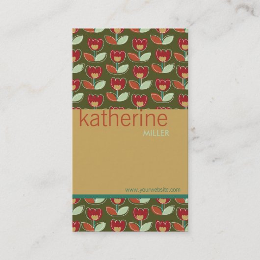 Carte de profil personnalisée Modèle Retro Tulips (Devant)